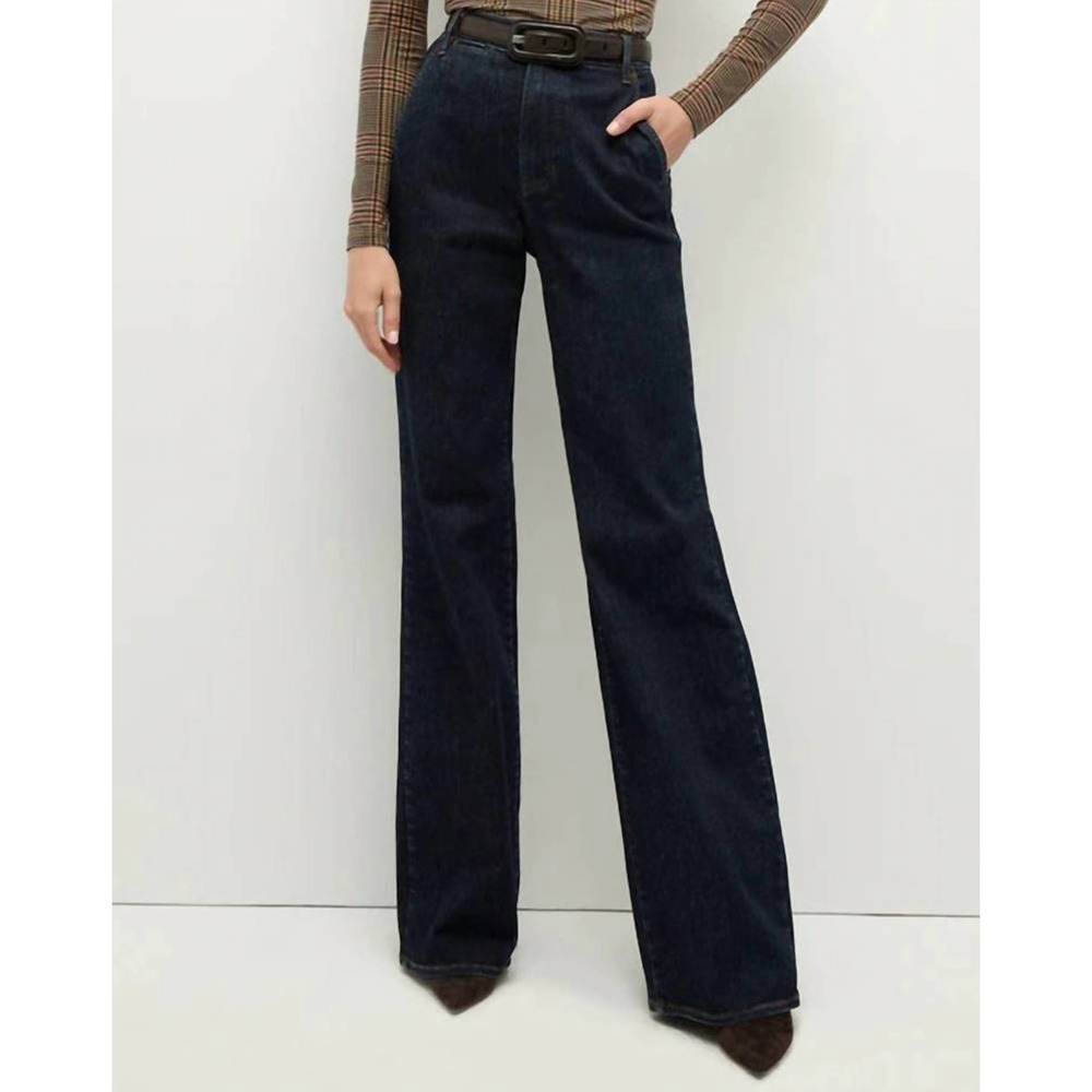 Veronica Beard Womens Crosbie Wide Leg High Rise Jean Size 28 Blue Dark Wash